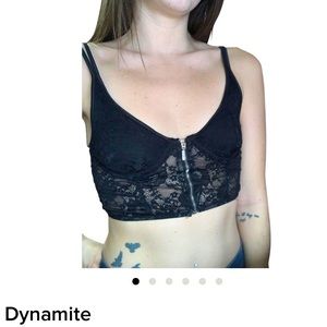 Zippered Up Lacey Crop Top 🖤